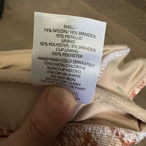 Shade & Shore Lurex Snake Print Women's LightlyLined KnoFront Bikini Top 34D NWT - Picture 11 of 13